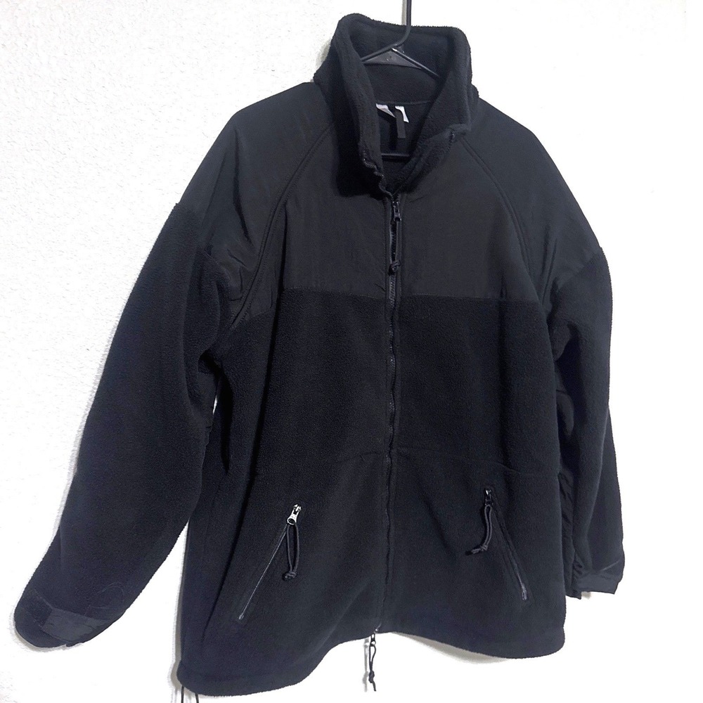 USGI Navy Military Mens Fleece Jacket X-Large Black Polartec Cold Weather